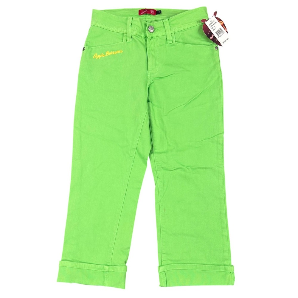 VTG Apple Bottoms Womens Lime Green Capri Pants Size 4 AB5511 Y2K NWT
